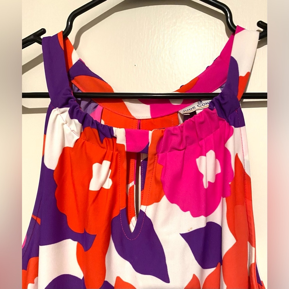 Jude Connally Bold Floral Dress in Orange, Fuchsia & Purple L - Picture 3 of 6